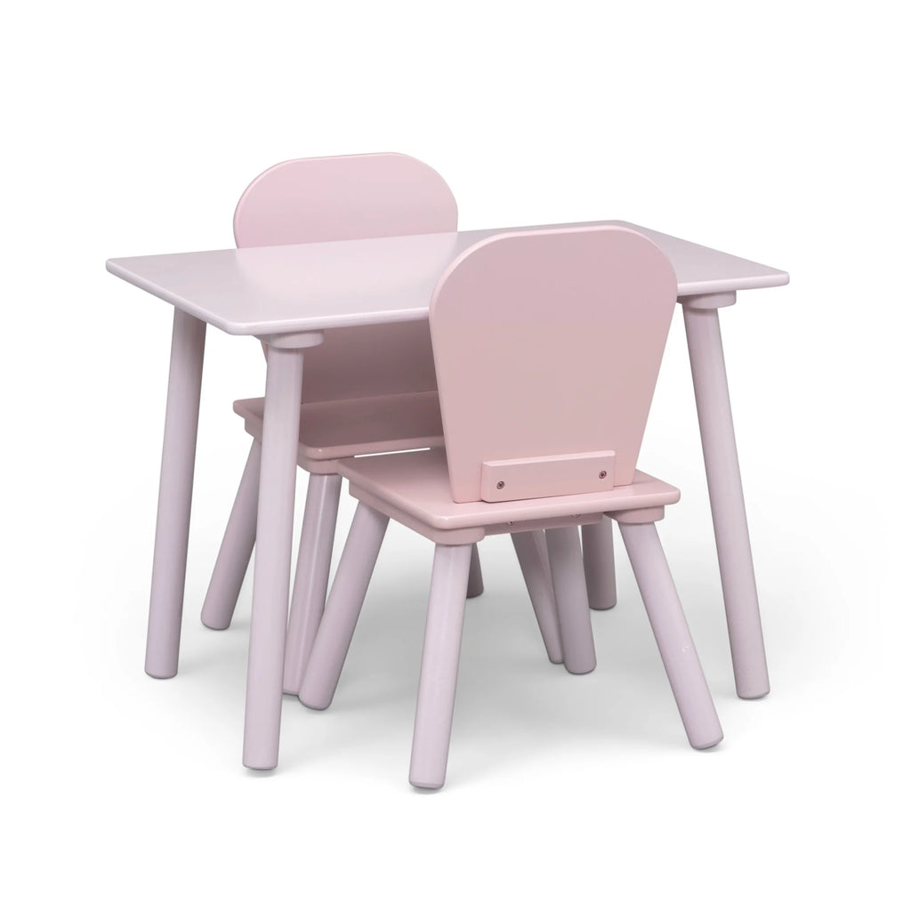 Delta Children 4 - Piece Toddler Playroom Set - Includes Play Table, 2 Chairs and 6 Bin Toy Organizer with Reusable Vinyl Cling Stickers, Light Pink/Dark Pink