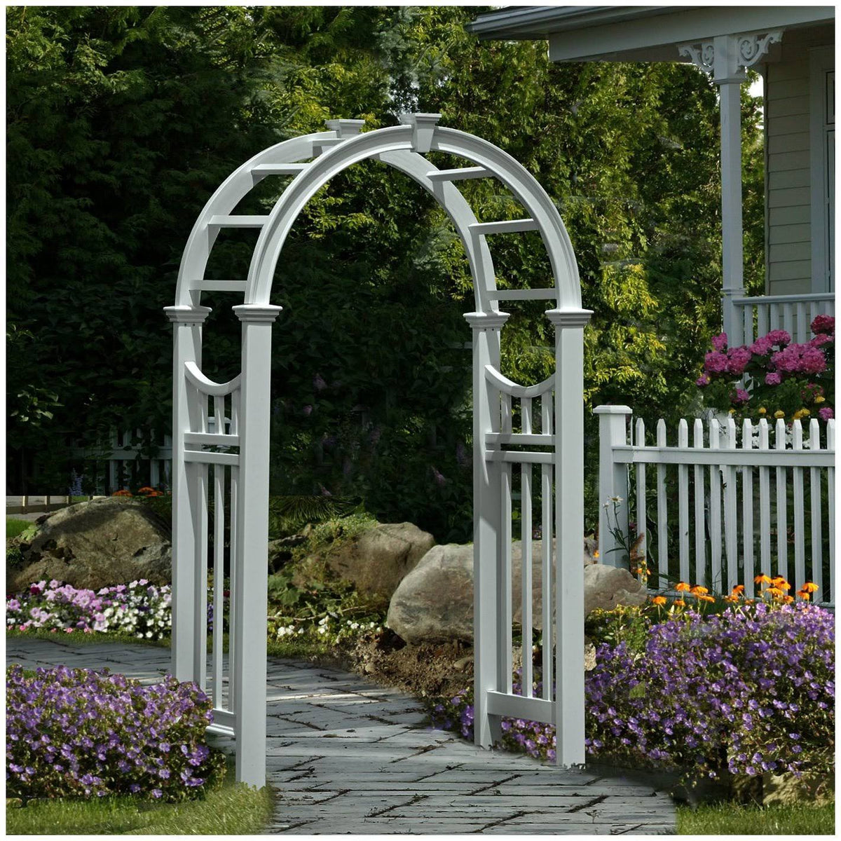 New England Arbors Vienna Wood Arbor - White