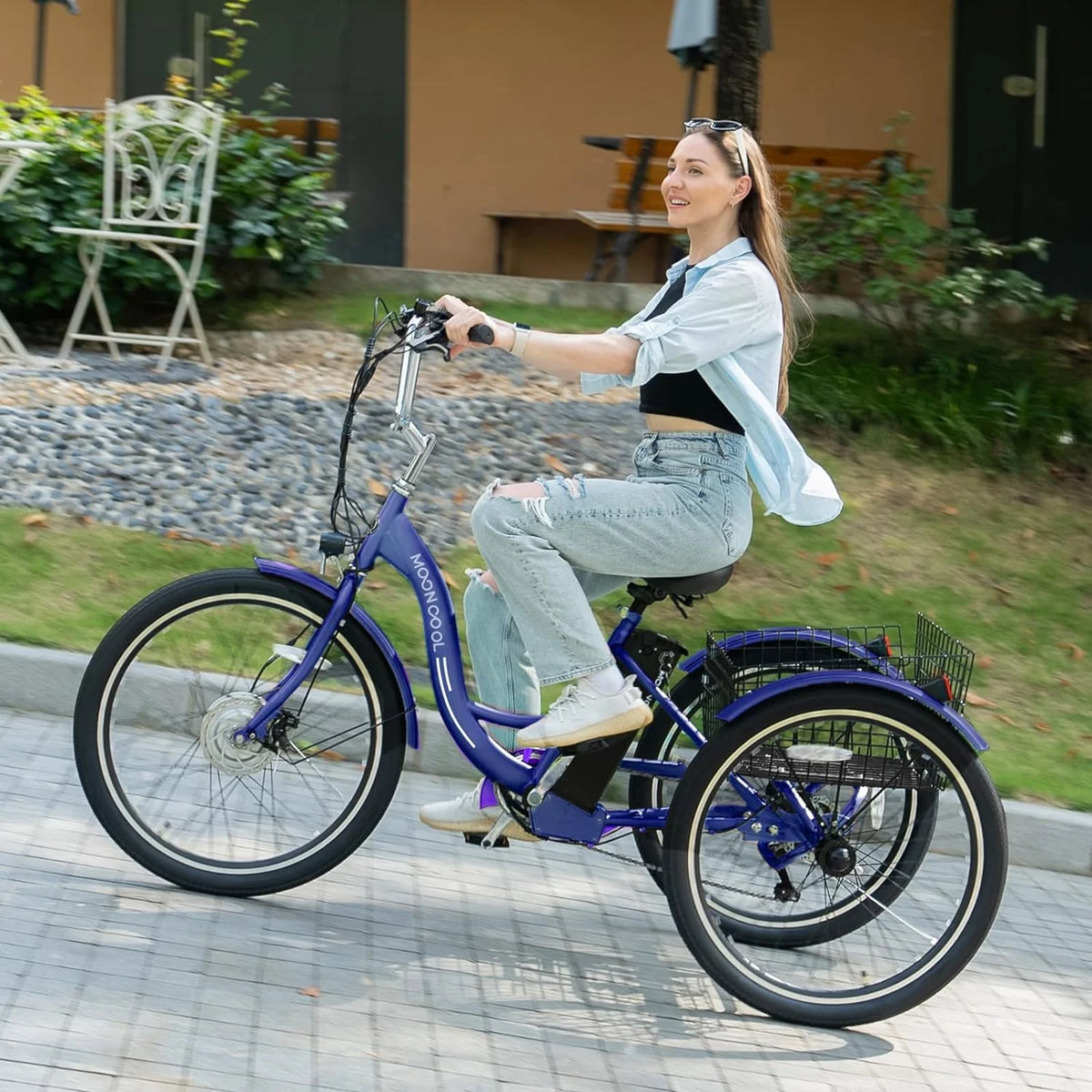 ABORON 24" 26" Electric Tricycles, 36V 10ah 350W Lithium Battery, 7 Speed E - Trike for Adults with Large Capacity Rear Basket & Adjustable Seat