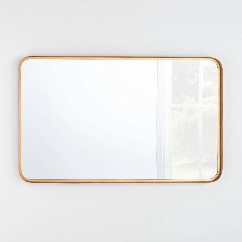 24" x 36" Rectangular Decorative Mirror with Rounded Corners Brass - Threshold Designed with Studio McGee