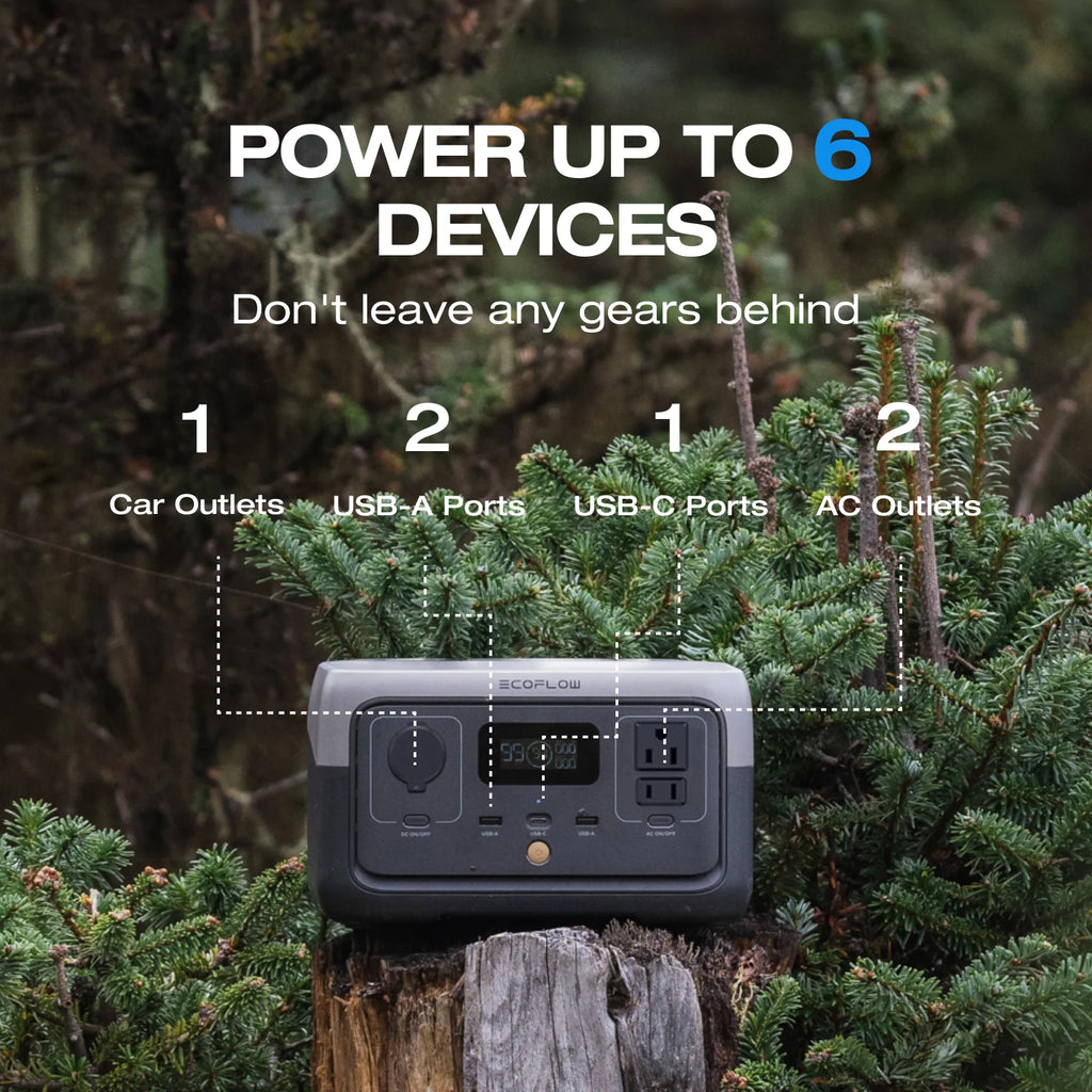 EF Ecoflow Portable Power Station RIVER 2 240, 243wh LiFePO4 Battery/1 Hour Fast Charging, 600W Output Solar Generator (Solar Panel Optional) for Outdoor Camping, Home Use, RV, Walmart Exclusive
