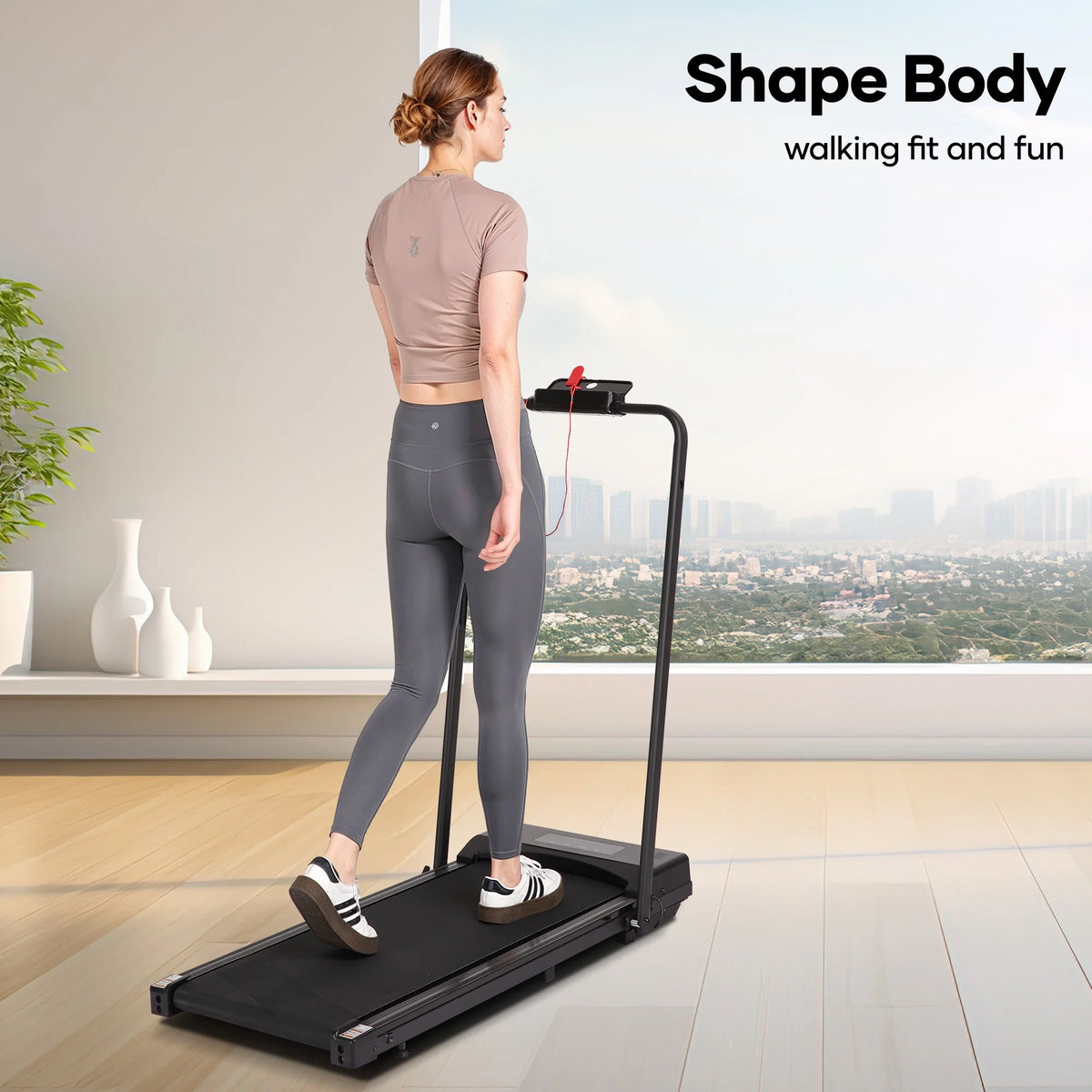 Naipo Treadmill Foldable 2 in 1 Walking Pad Compact Electric Running Remote Control for Home Fitness