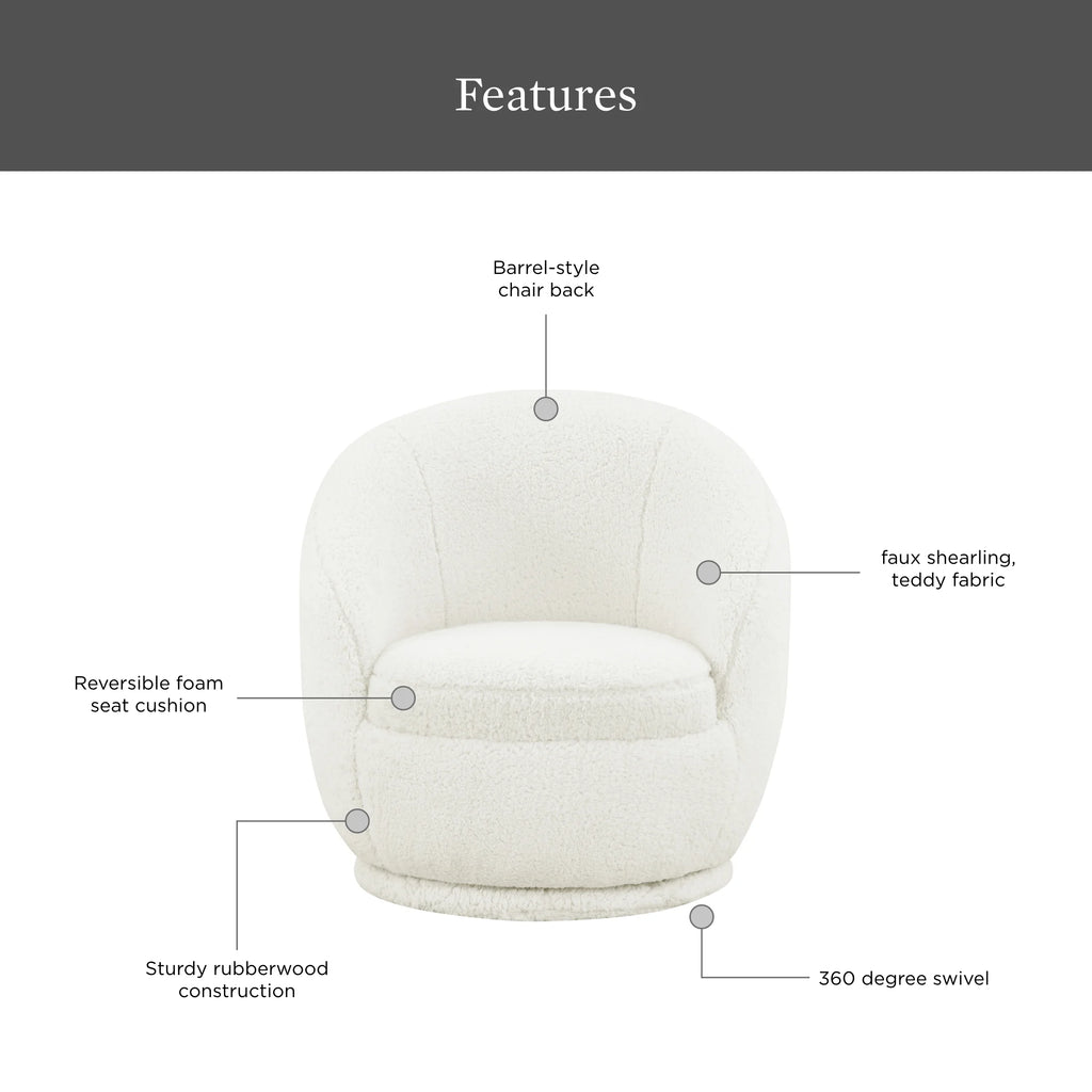 Better Homes & Gardens Mira Kids Swivel Chair, Cream Faux Shearling
