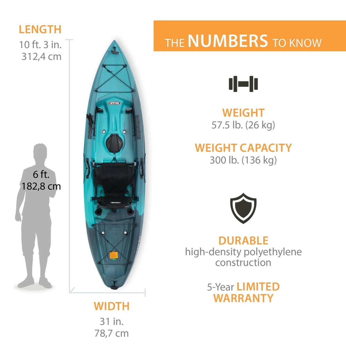 Lifetime Tamarack Pro 123 in Sit - on - Top Kayak, Eclipse Fusion (91058)