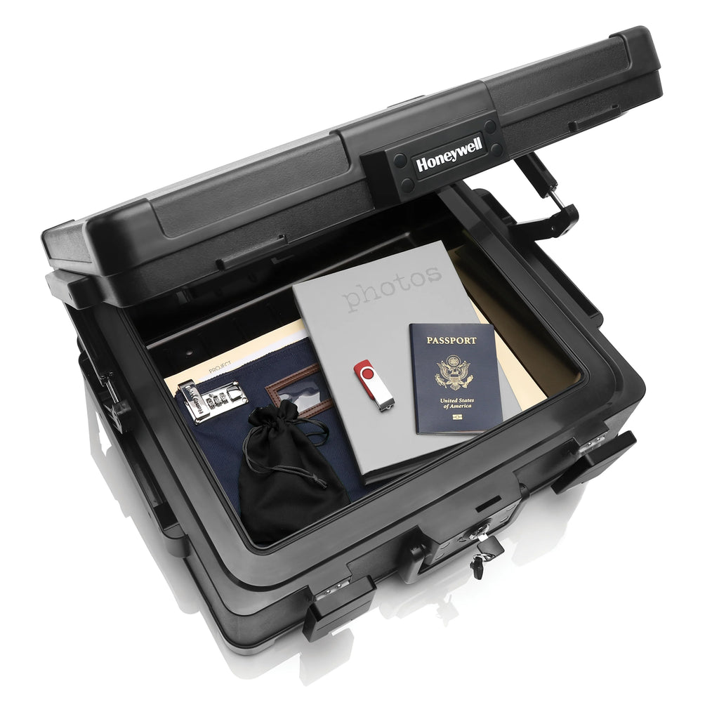 Honeywell Premium Waterproof Fire Resistant Chest Safe, Key Lock, Large 0.39 cu ft, Black
