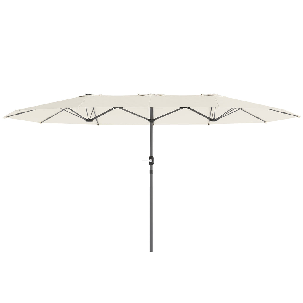 Outsunny Doppelsonnenschirm 436 x 260 cm, UV Schutz Stahl Sonnenschirm mit Handkurbel, oval Beige