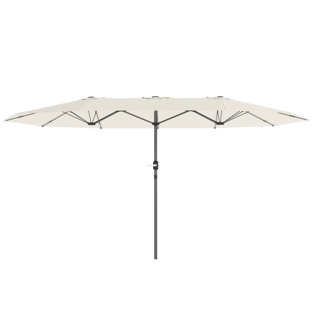 Outsunny Doppelsonnenschirm 436 x 260 cm, UV Schutz Stahl Sonnenschirm mit Handkurbel, oval Beige
