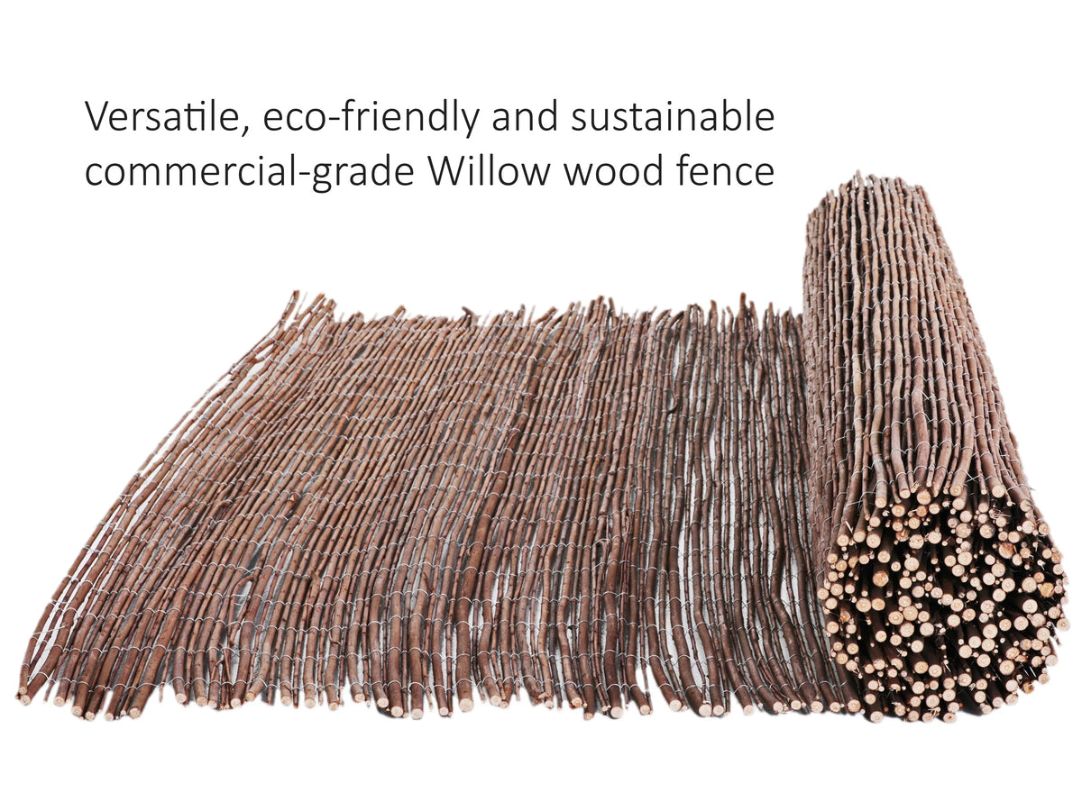 Backyard X - Scapes Natural Willow Rolled Panel Fence Decorative Fencing Natural 6' H L x 8' L