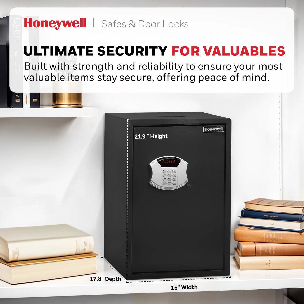 Honeywell Safes, 2.84 cu ft, Black Large Electronic Lock/Keys Steel Security Safe, 5107