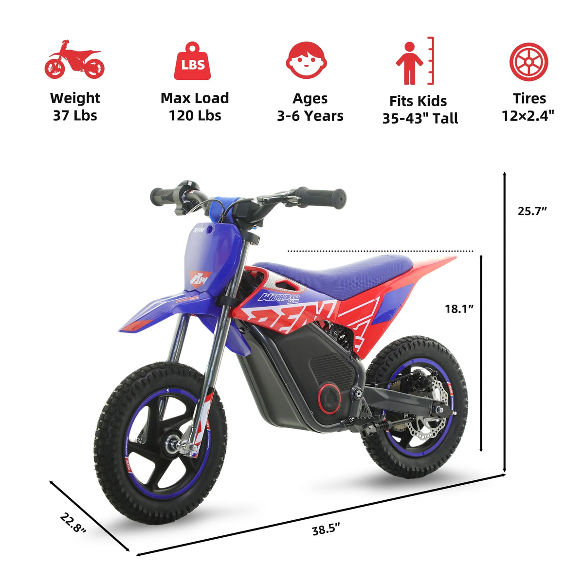 RFN Warrior Kids SX - E150 24V 200W Kids Electric Dirt Bike ?2 - Speed Off - Road Motorcycle, 8 Mph, 6.2 Mile Range, Ages 3 - 6