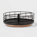 Brightroom Divided Turntable Black Wire with Natural Wood | Target