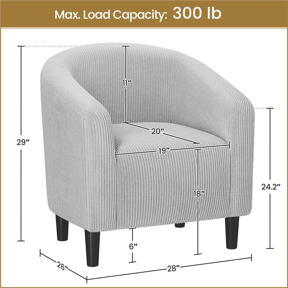 Yaheetech Upholstered Club Chair Accent Barrel Chair, Ivory