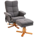 HOMCOM Relaxsessel mit Fußhocker, Stauraum, Elektrischer Massagesessel mit Liegefunktion, Drehbarer Fernsehsessel mit Seitentasche, Fernbedienung, Holzrahmen, Polyester, Dunkelgrau