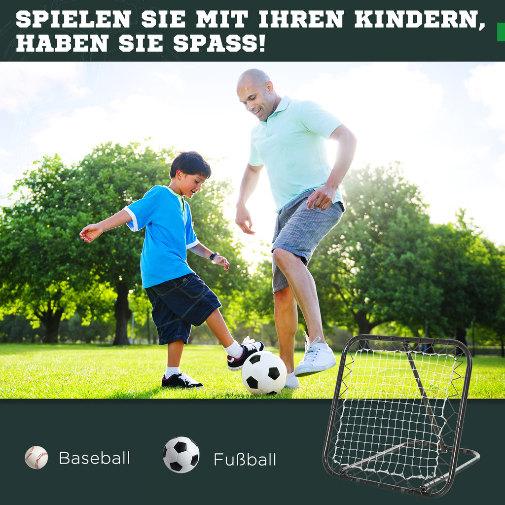 HOMCOM Rebounder für Fußball, Prellwand mit Heringen, verstellbar in 5 Stufen, tragbar, Kickback Tor, verstellbar Fußballtor für Jugendliche, Rückprallwand für Baseball Training 78x84x78cm, Weiß
