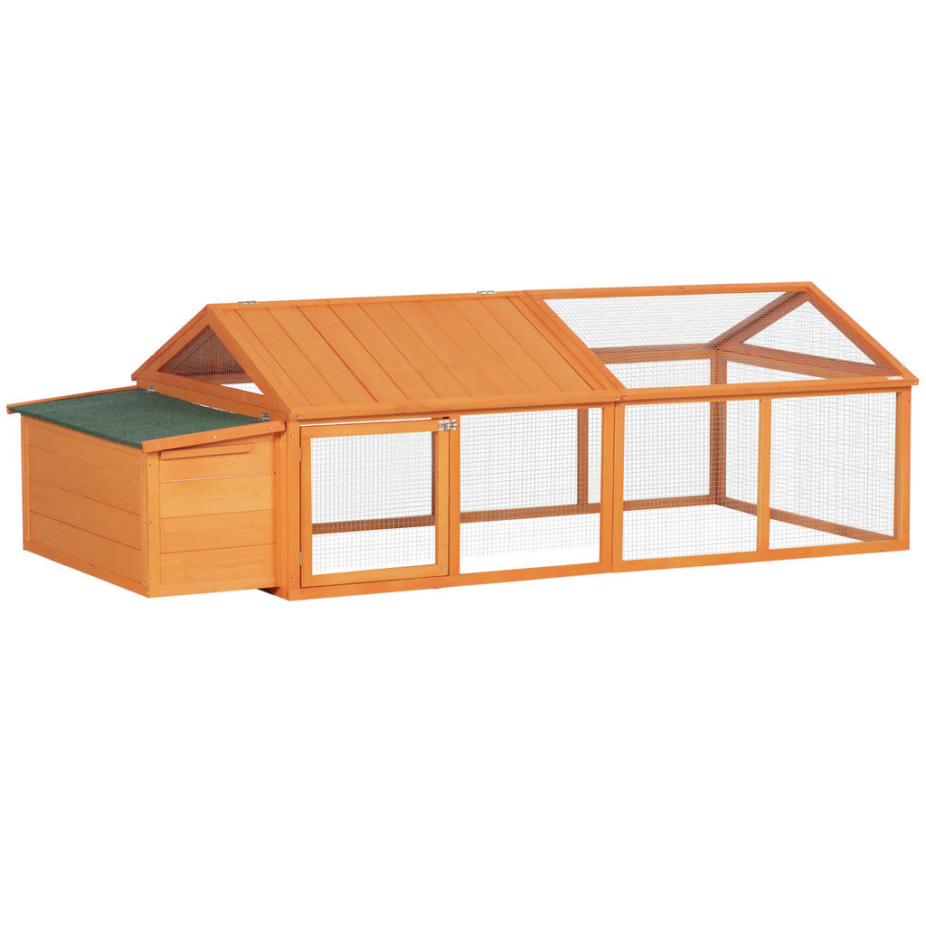 PawHut Hühnerstall Hühnerkäfig mit Nistkasten Tür und leicht zu öffnendem Dach für 4 bis 8 Hühner 240 x 112,5 x 76 cm Orange