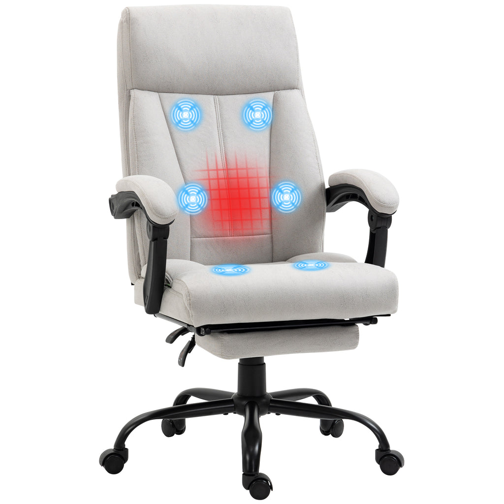 Vinsetto Massage-Bürostuhl Bürostuhl Computerstuhl, Lendenheizung, Neigungsfunktion, Hellgrau