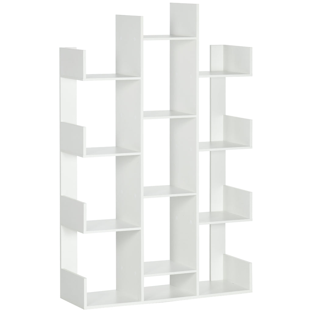 HOMCOM Mobiles Baum-Bücherregal mit 13 Regalen aus Spanplatte, 96x30x150cm