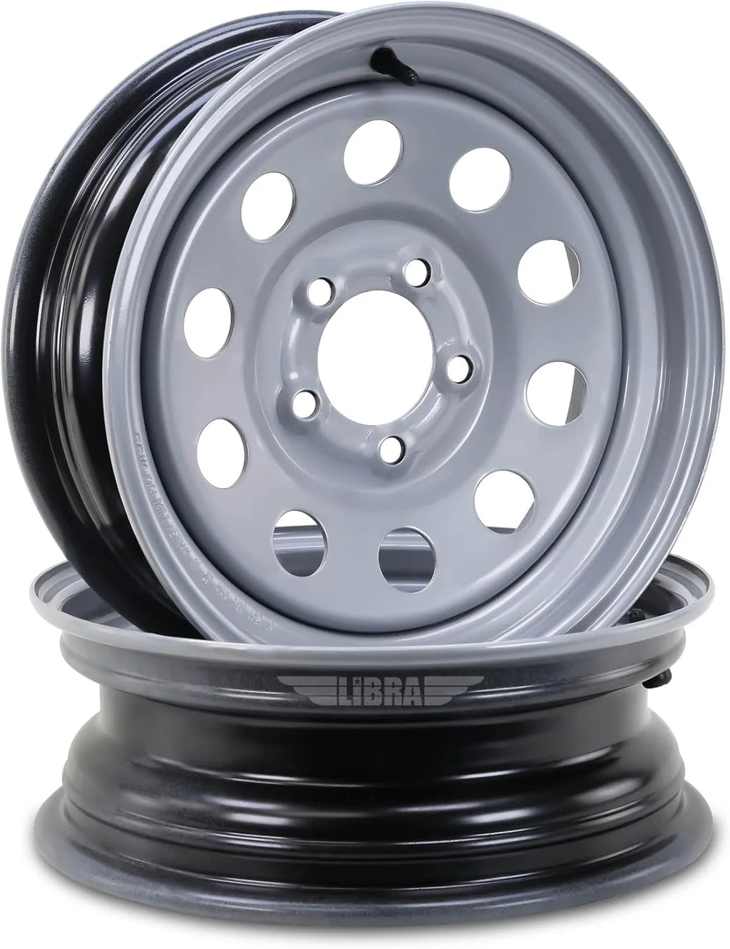 ROCKMAN Trailer Tire Wheel Assembly ST175/80R13 6 - Ply C 91M 5 Lug on 4.5" PCD Silver Mod Rim, SET 2