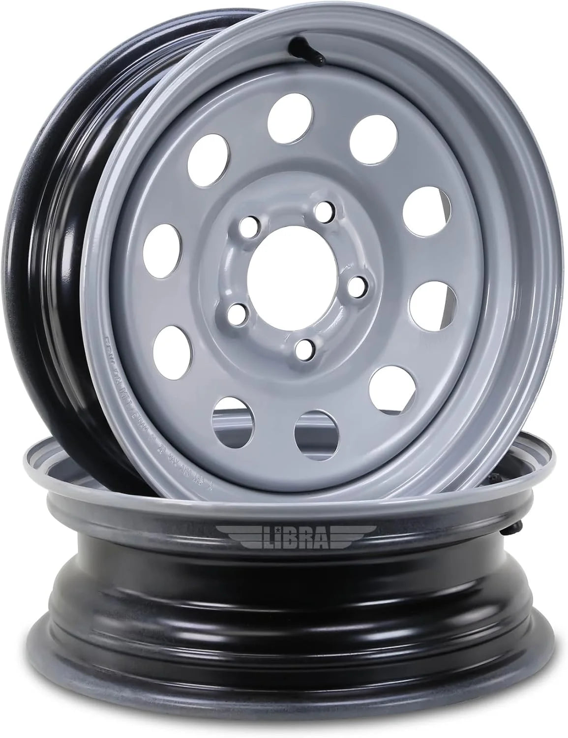 ROCKMAN Trailer Tire Wheel Assembly ST175/80R13 6 - Ply C 91M 5 Lug on 4.5" PCD Silver Mod Rim, SET 2
