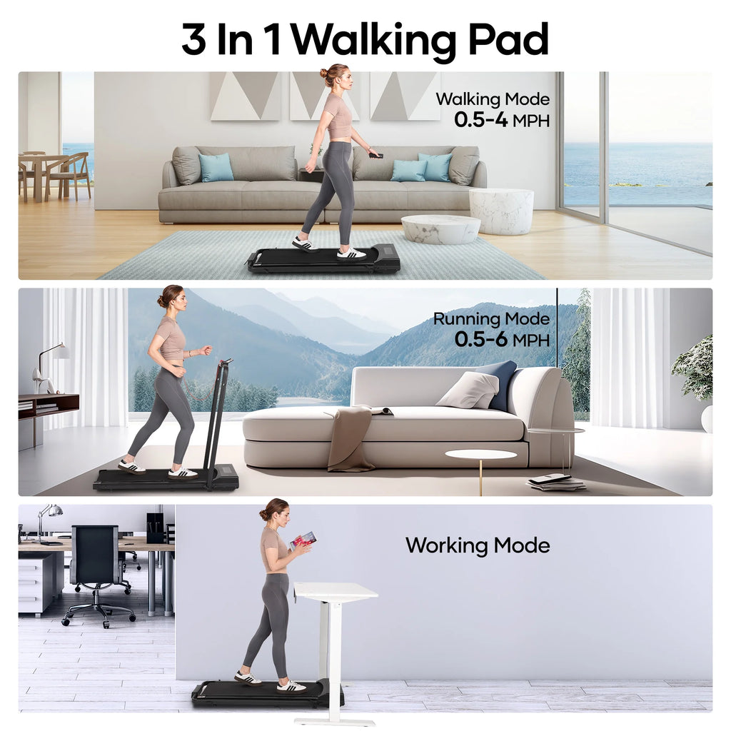 Naipo Treadmill Foldable 2 in 1 Walking Pad Compact Electric Running Remote Control for Home Fitness