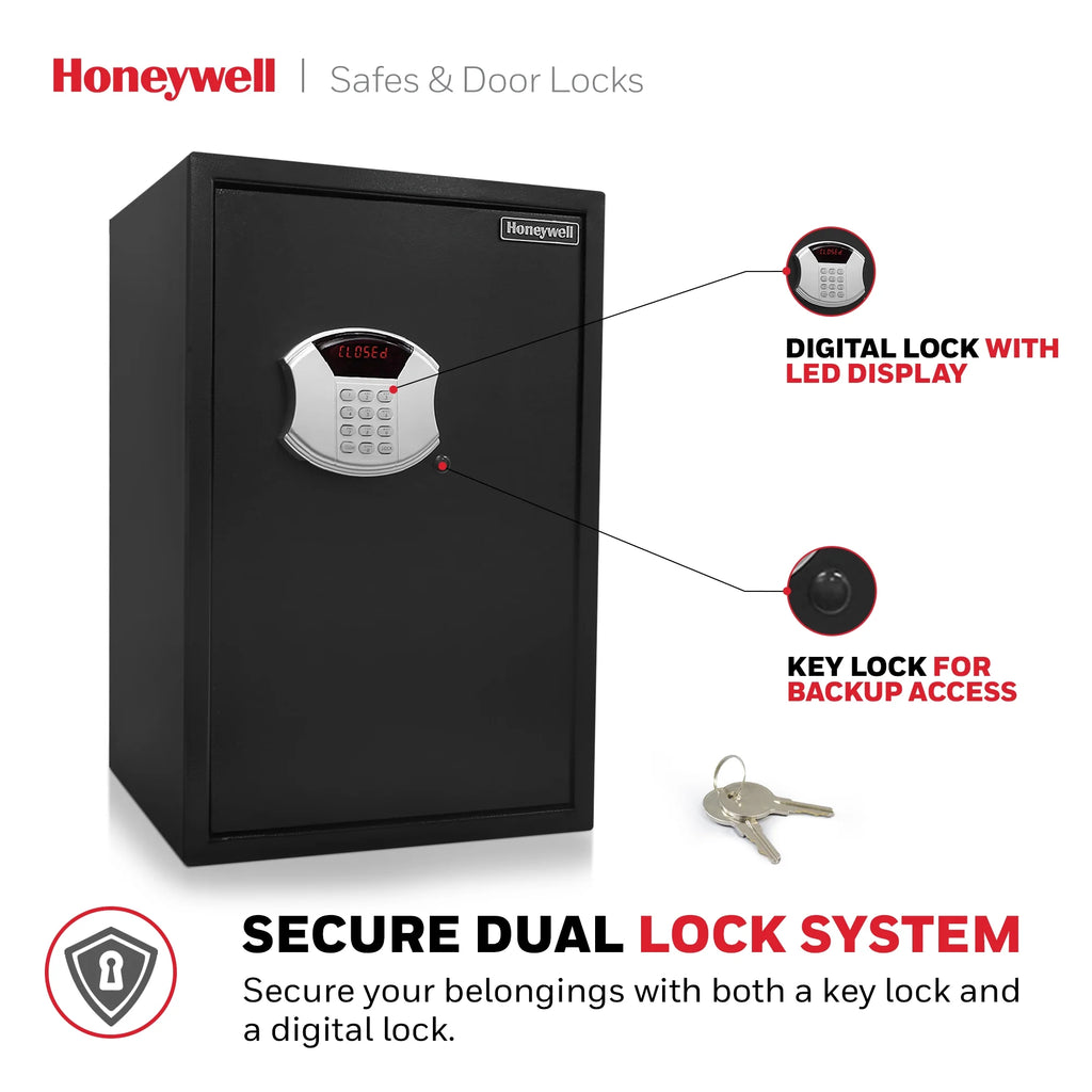 Honeywell Safes, 2.84 cu ft, Black Large Electronic Lock/Keys Steel Security Safe, 5107