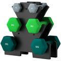 SPORTNOW Hantelset mit Aufbewahrungsgestell, Set mit 6 Hanteln für Fitness-Training, 2 x 1kg, 2 x 3kg, 2 x 5kg