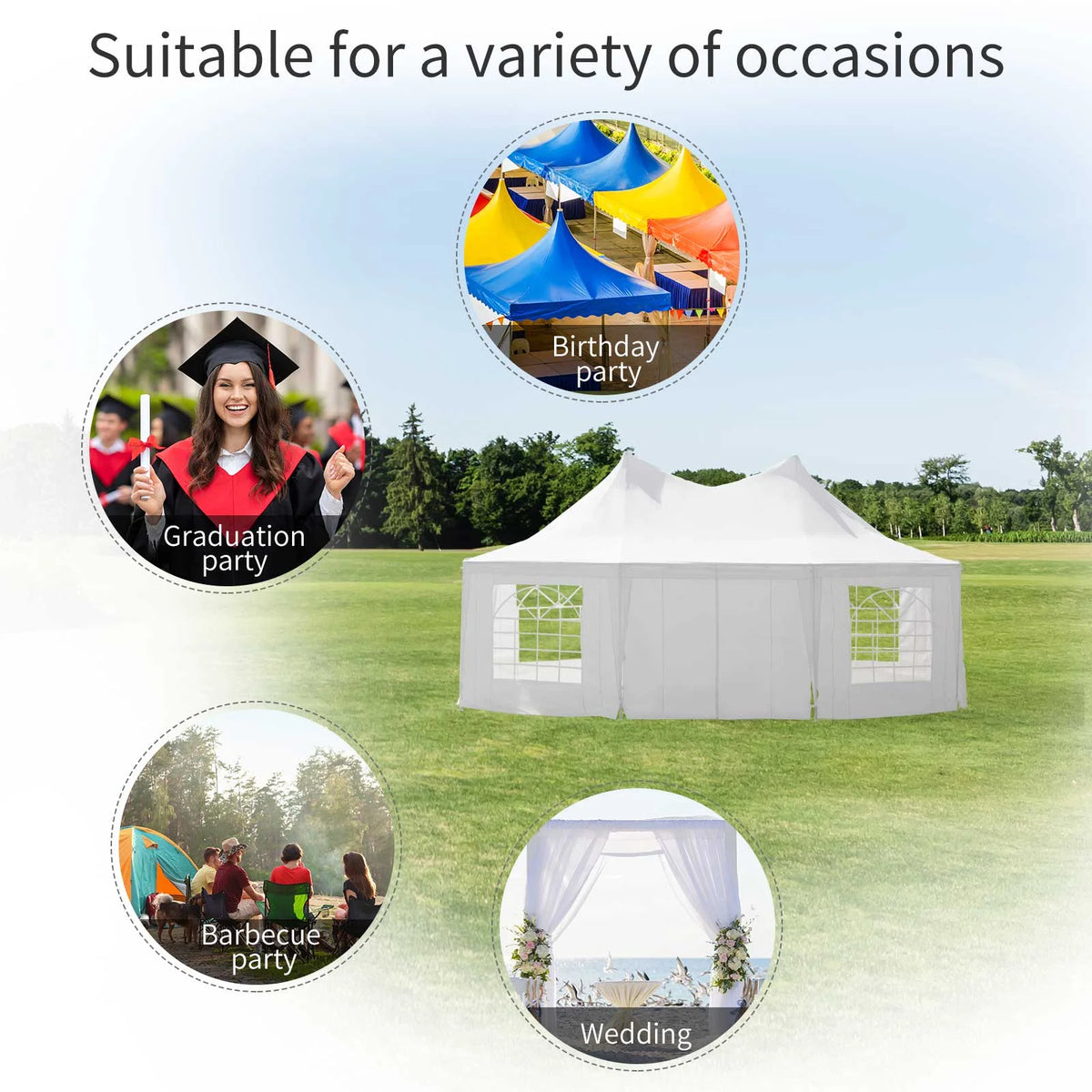 Outsunny 22.3' x 16.4' White Event Outdoor Canopies, Portable