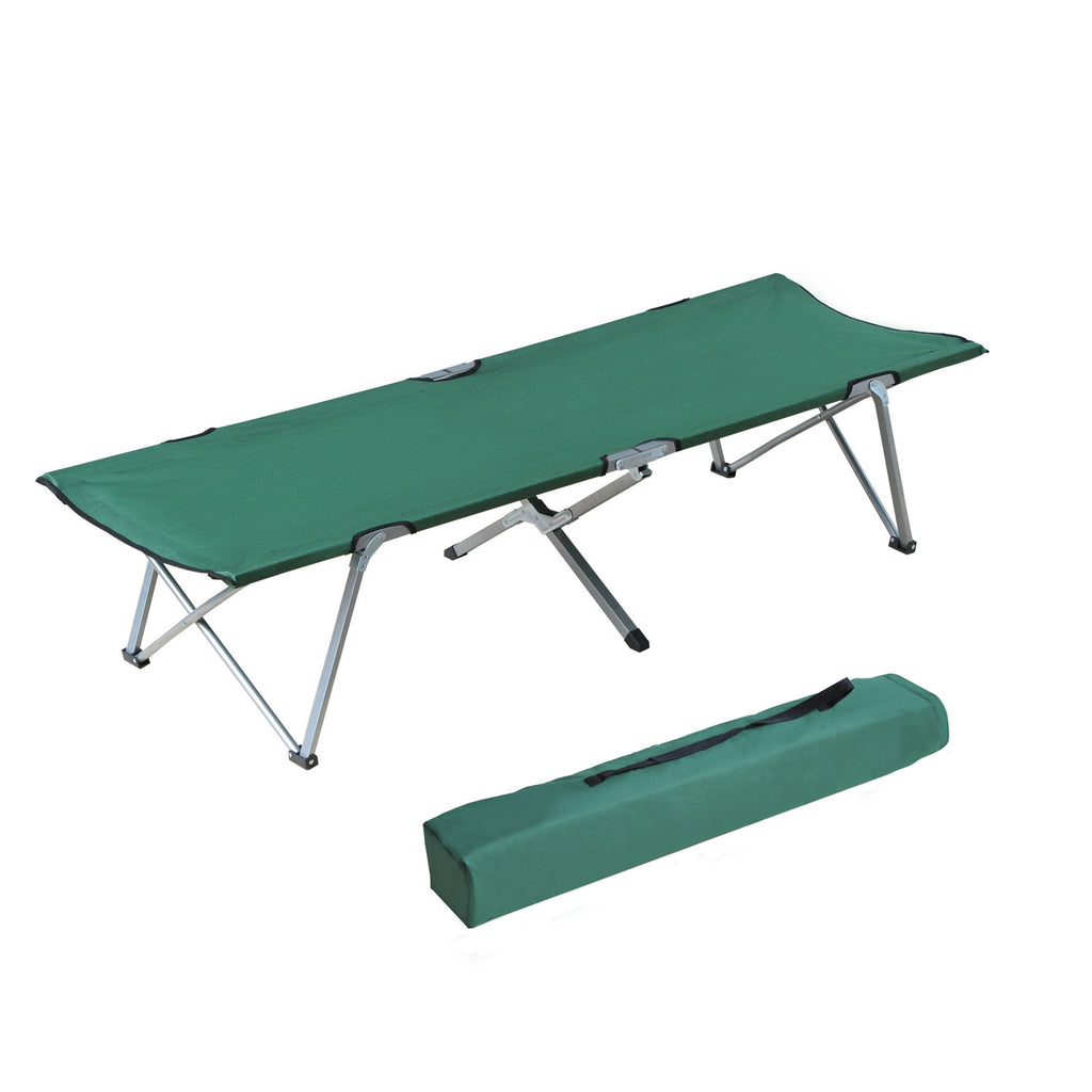 Outsunny Feldbett, Klappbett 193 x 64 x 40 cm mit Transporttasche aus Oxford-Polyester Metall in Grün und Grau
