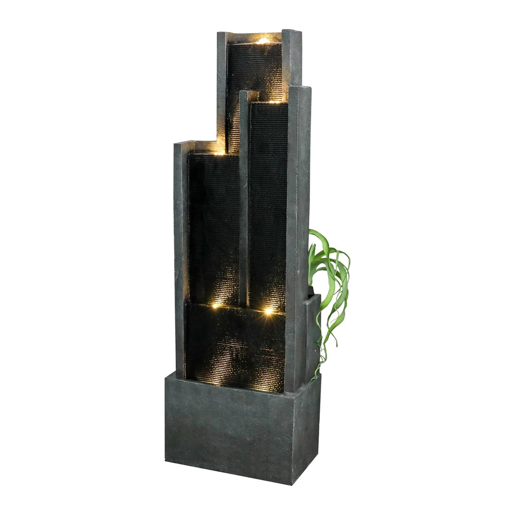 4 - Tier Water Fountain with LED Lights - 50.7" H Waterfall Fountain Indoor Outdoor Water Feature for Home, Patio, Garden