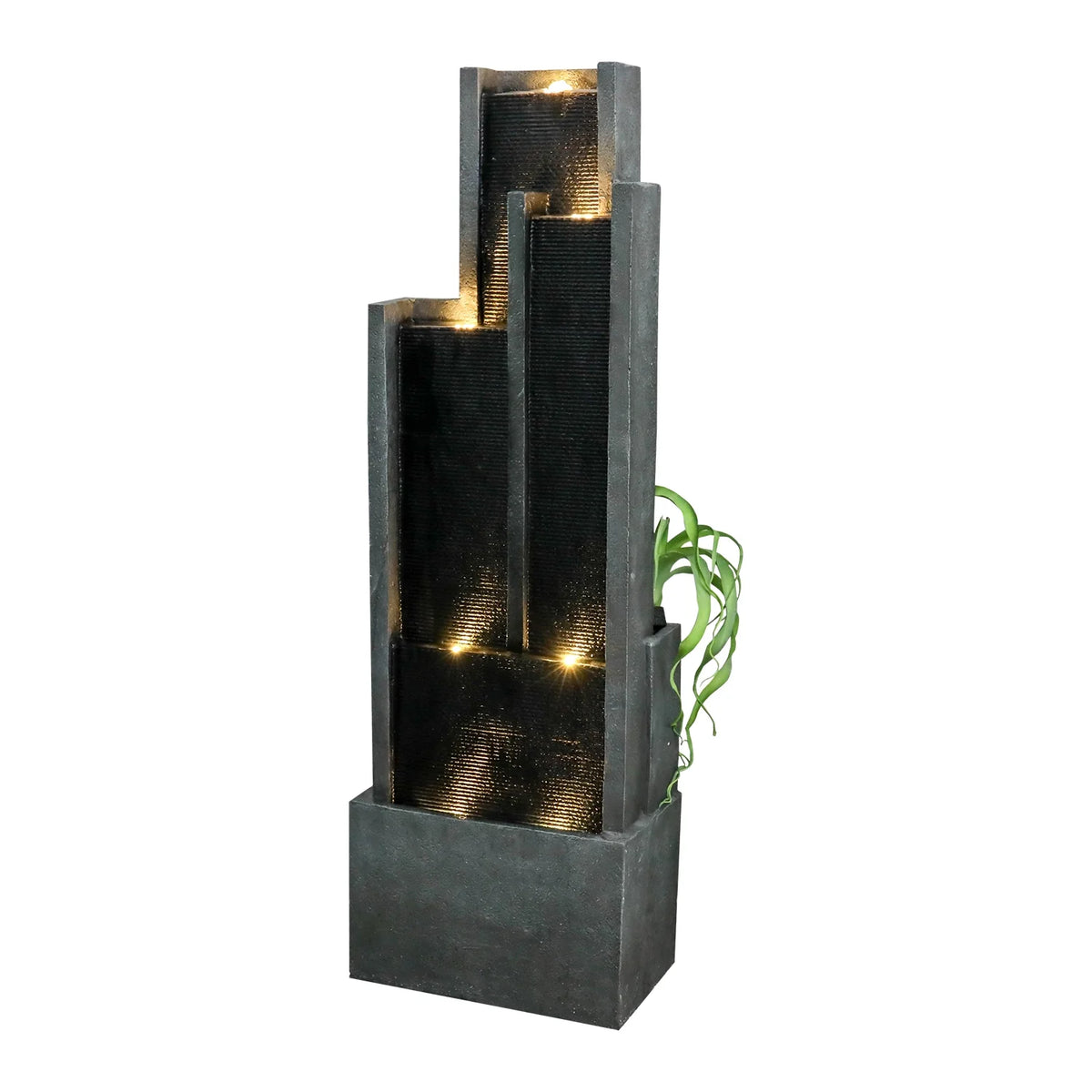 4 - Tier Water Fountain with LED Lights - 50.7" H Waterfall Fountain Indoor Outdoor Water Feature for Home, Patio, Garden