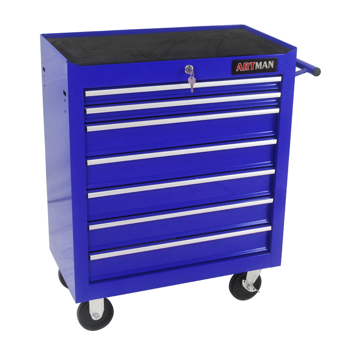 Aukfa Tool Chest, 24.5 in 7 - Drawer Steel Rolling Tool Box on Wheels for Workshop Garage, Red