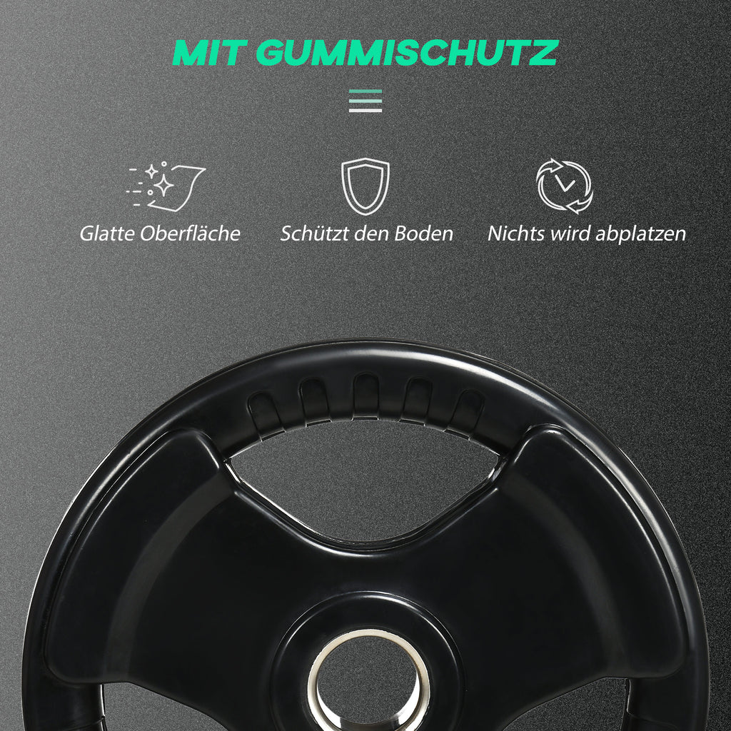SPORTNOW Hantelscheibe, 2er-Set, 15 kg pro Scheibe, drei Griffe, bodenschonender Gummimantel, Metall