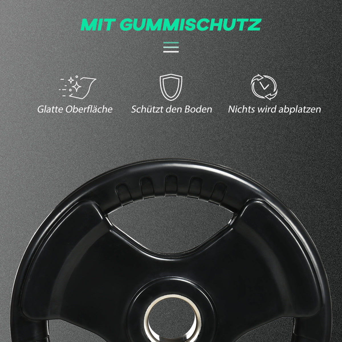 SPORTNOW Hantelscheibe, 2er-Set, 15 kg pro Scheibe, drei Griffe, bodenschonender Gummimantel, Metall