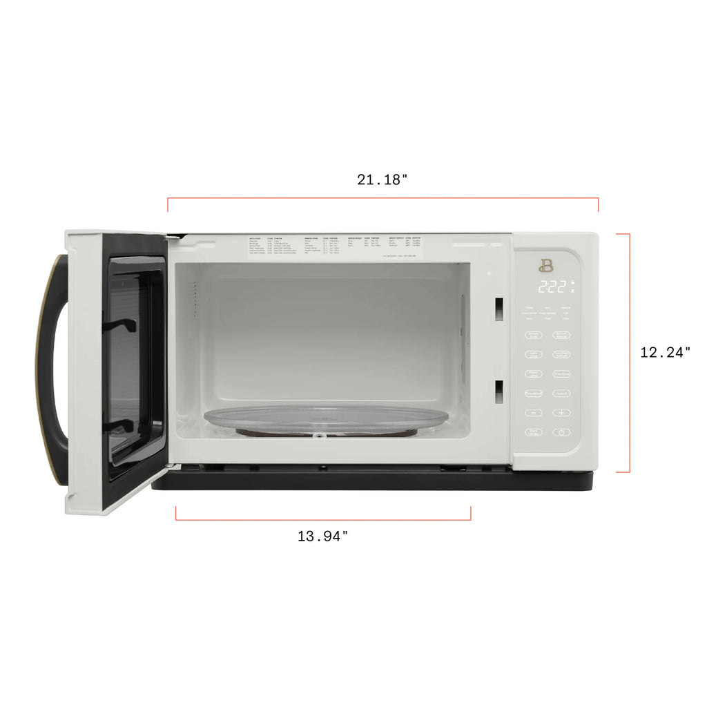 Beautiful 1.1 cu ft 1000 Watt, Sensor Microwave Oven, White Icing by Drew Barrymore, New