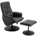 HOMCOM Relaxsessel mit Fußhocker Relaxsessel Schwenkersessel 360° drehbar und verstellbarem Rückenlehne TV-Sessel für bis zu 120 kg Kunstleder Metall Schwarz