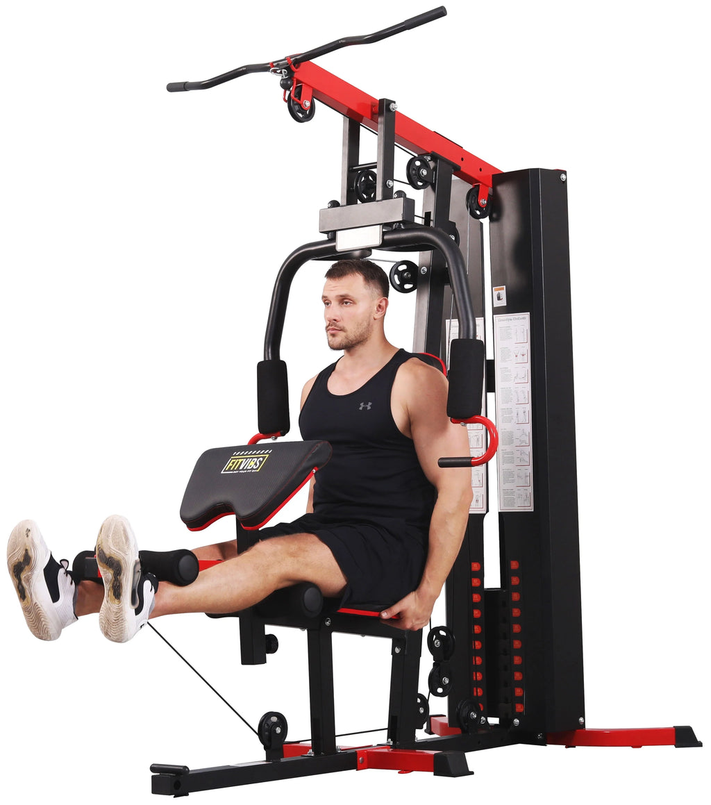 Fitvids LX750 Home Gym System Workout Station with 330 lb of Resistance, 122.5 lb Weight Stack, One Station, Comes with Installation Instruction Video, Ships in 5 Boxes