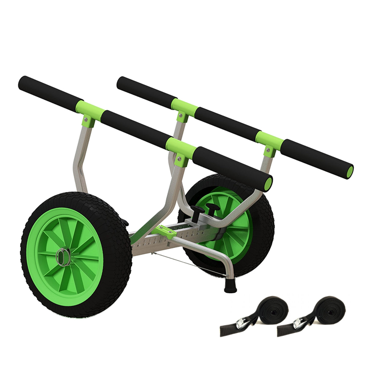 SPORTNOW Bootswagen, verstellbare Breite, bis 100 kg belastbar, Aluminium, schwarz+grün, 79 x 72,5 x 42 cm