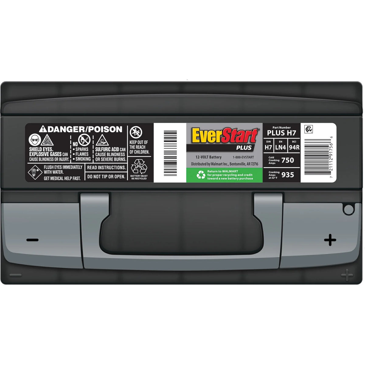 Everstart Plus Lead Acid Automotive Battery, Group Size H7 / LN4 / 94R 12 Volt, 750 CCA