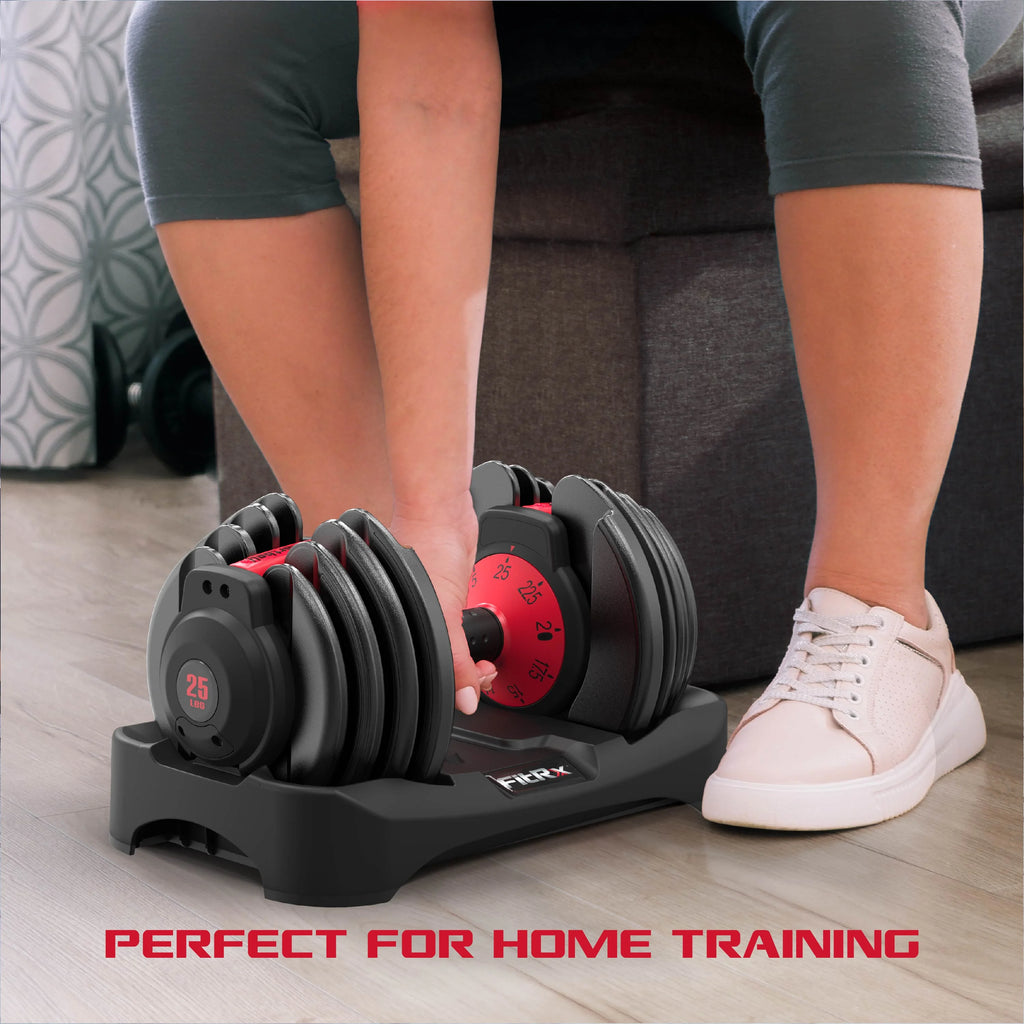 Fitrx Adjustable Dumbbells 2 - Pack, 25 lb Smartbell Dumbbell Set with 9 - in - 1 Quick - Select Weights, 2.5 lb Increments for Home Gym
