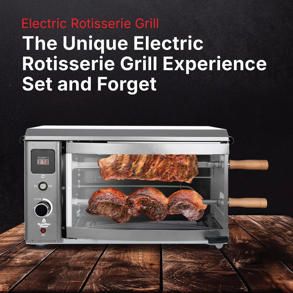 Brazilian Flame 2 - Skewer Brazilian Rotisserie Electric Grill in Red