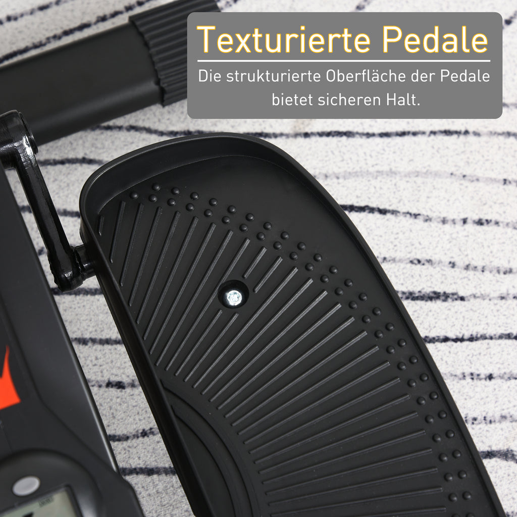HOMCOM Mini Stepper mit LCD-Monitor, Heimtrainer, Pedaltrainer, Trainingsgerät, Stufenlos Einstellbarer Widerstand, Rutschfestes Steppbrett, Stahl