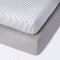 Fitted Mini Crib Sheet - Cloud Island - Stripe/Gray - 2pk