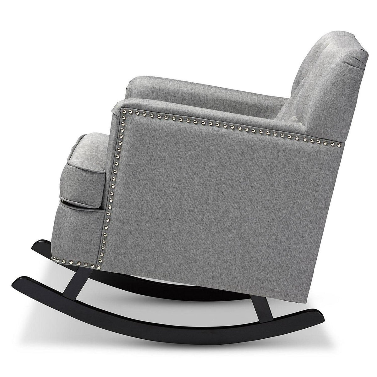 Baxton Studio Bethany Modern and Contemporary Gray Fabric Upholstered Button - Tufted Rocking Chair