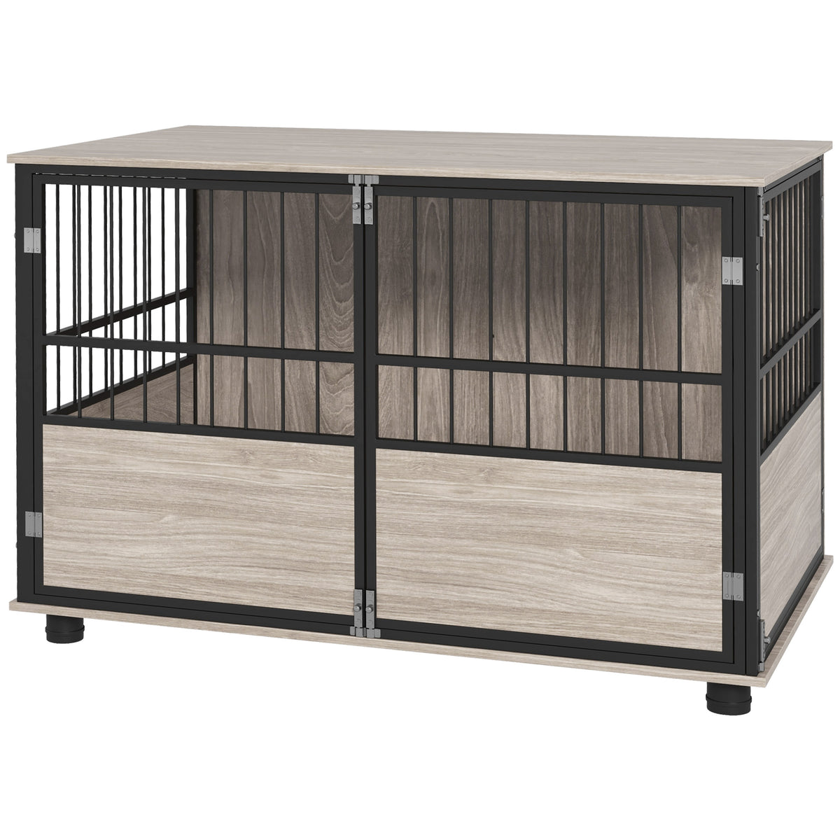 PawHut Hundebox, robust & stilvoll, 100x60x68cm, Walnussholz-Finish & Schwarz