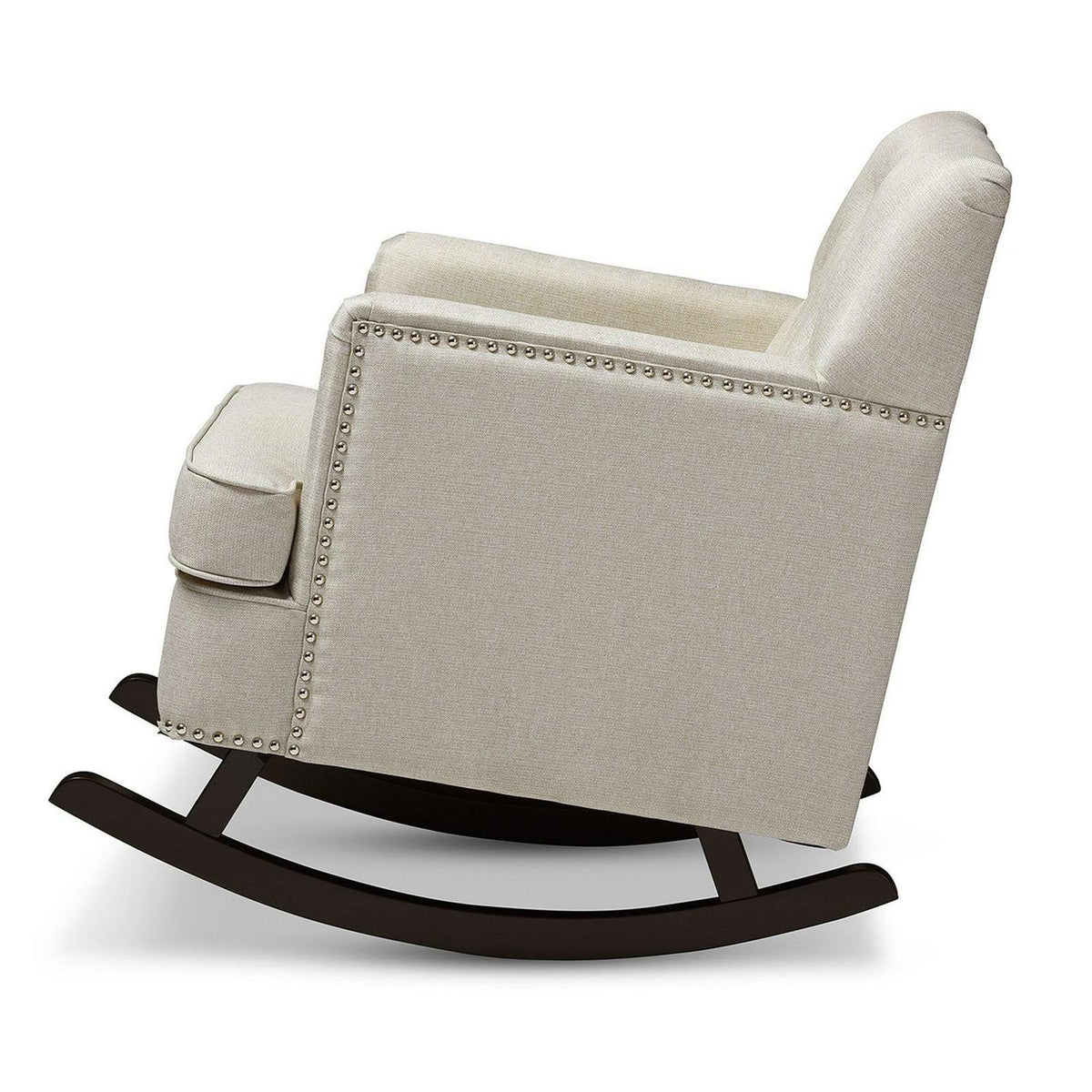 Baxton Studio Bethany Modern and Contemporary Gray Fabric Upholstered Button - Tufted Rocking Chair