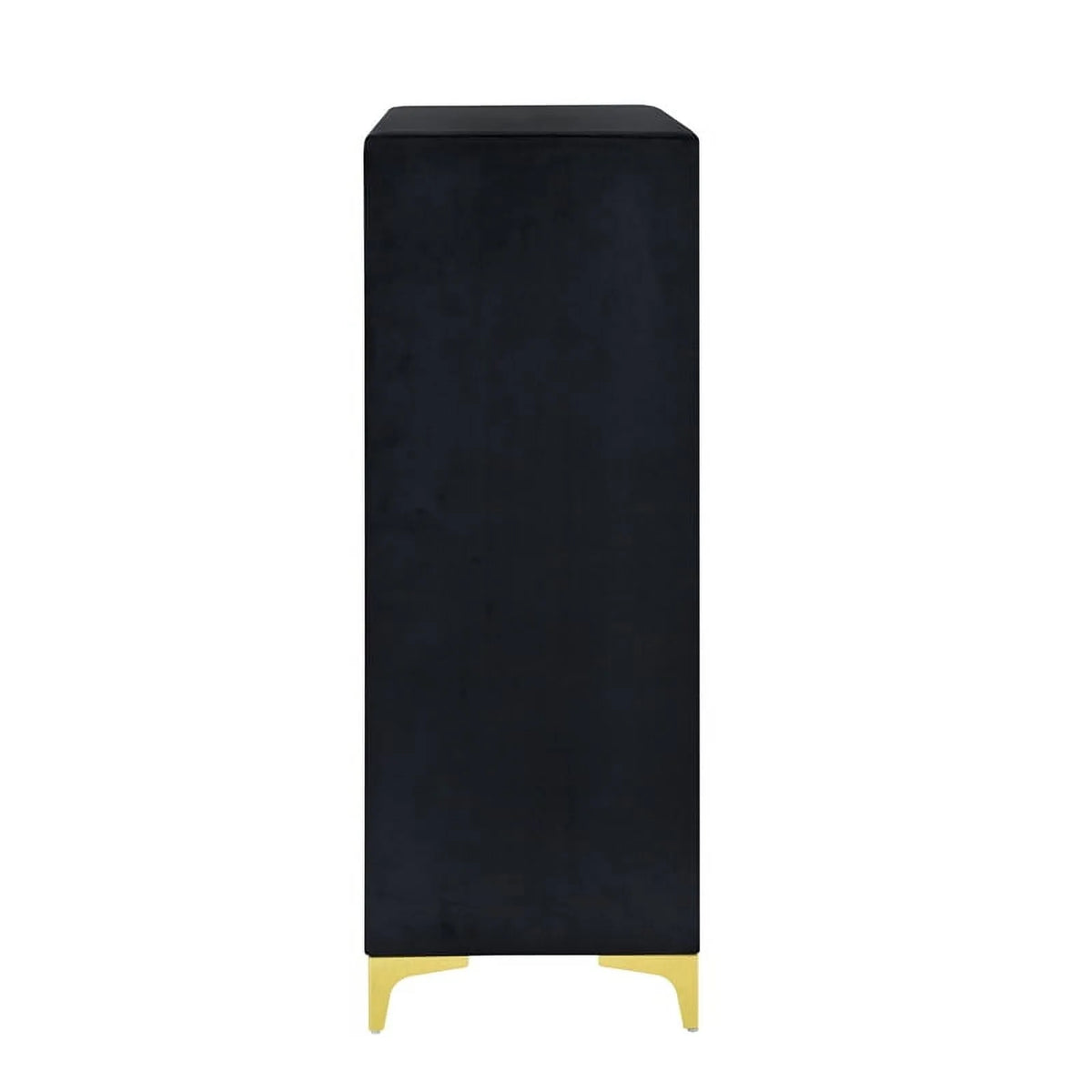 Better Home Products Monique Velvet Upholstered 5 - Drawer Chest in Black