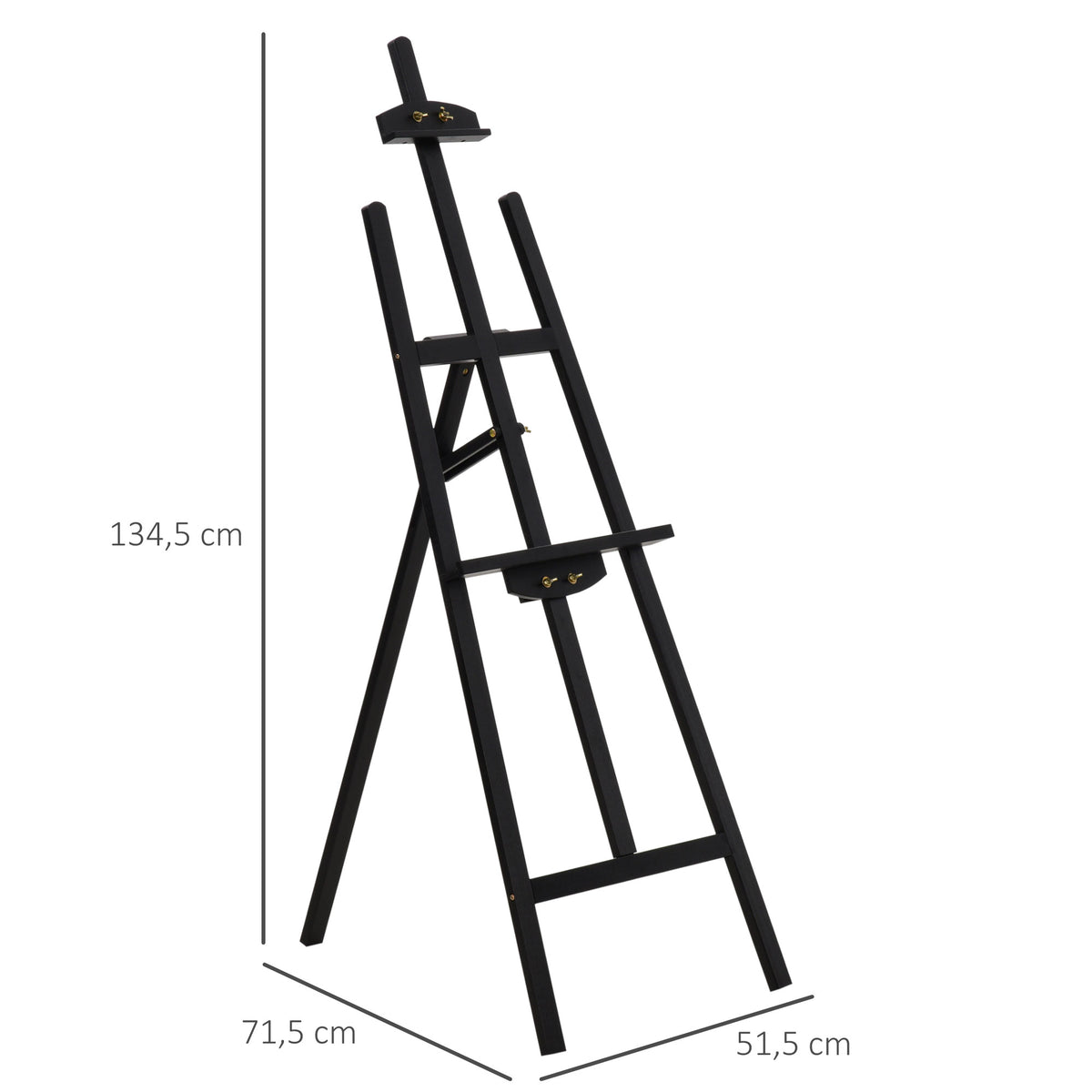 HOMCOM Staffelei Sitz- und Standstaffelei Klappbare Atelierstaffelei 90° einstellbar mit Halterung für Kunstmalerei Und Außenwerbung Kiefernholz Schwarz 51,5 x 71,5 x 134,5 cm