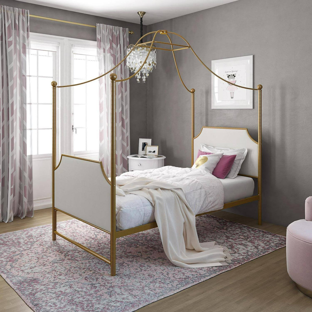 Little Seeds Monarch Hill Clementine Canopy Bed, Gold - Twin