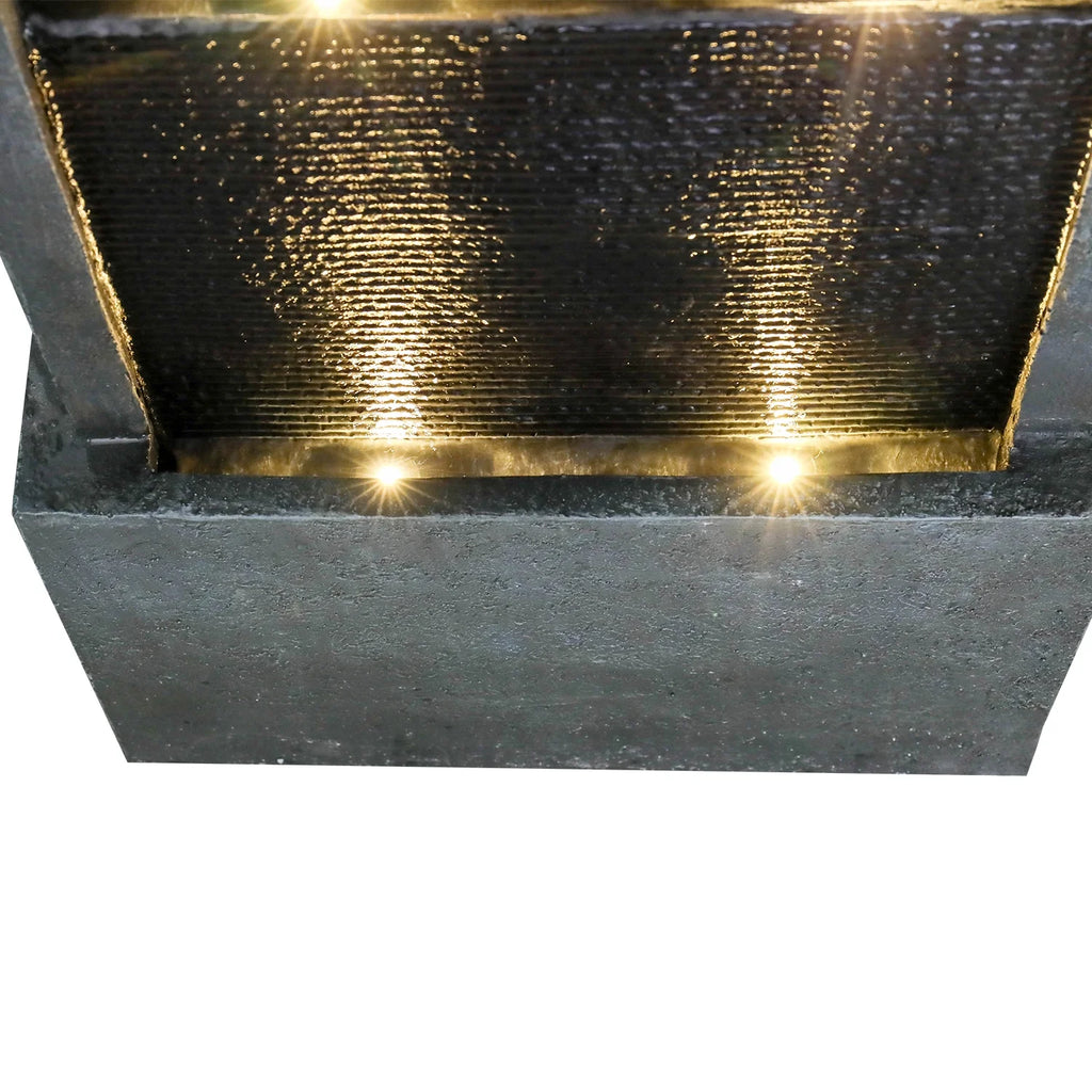 4 - Tier Water Fountain with LED Lights - 50.7" H Waterfall Fountain Indoor Outdoor Water Feature for Home, Patio, Garden