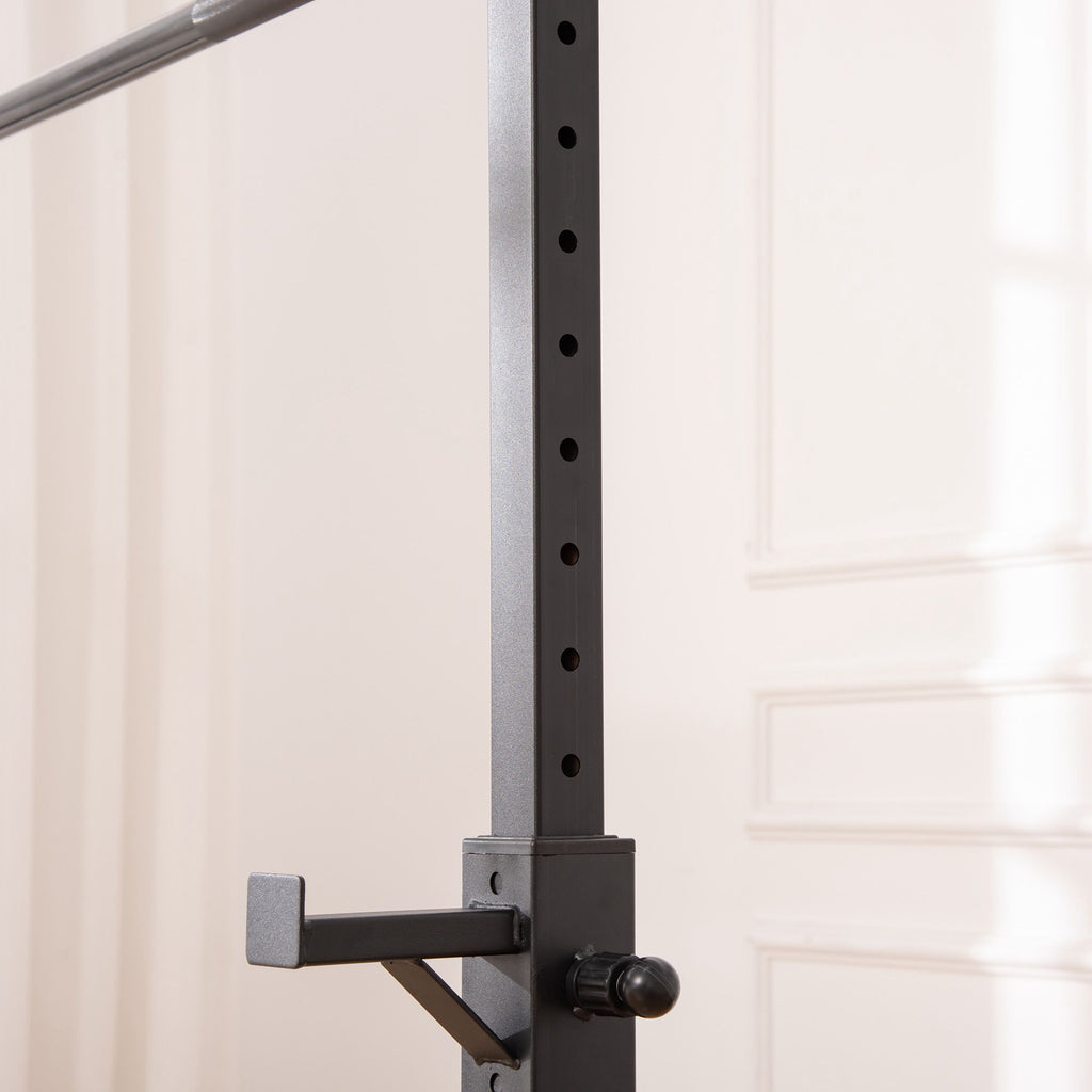HOMCOM Hantelständer, 2er-Set, bis 150 kg belastbar, höhenverstellbar, Stahl, weiß+schwarz, 52 x 48 x 160 cm